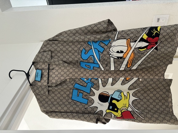 Gucci x Disney Donald Duck Monogram Silk Shirt - Picture 1 of 5